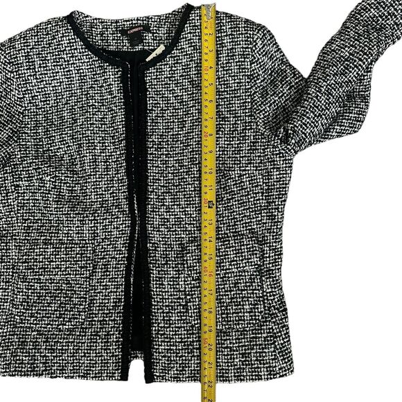 NEW Express $128 White Black Tweed Jacket Blazer Cropped 3/4 Sleeve Women’s 10 - Picture 15 of 16